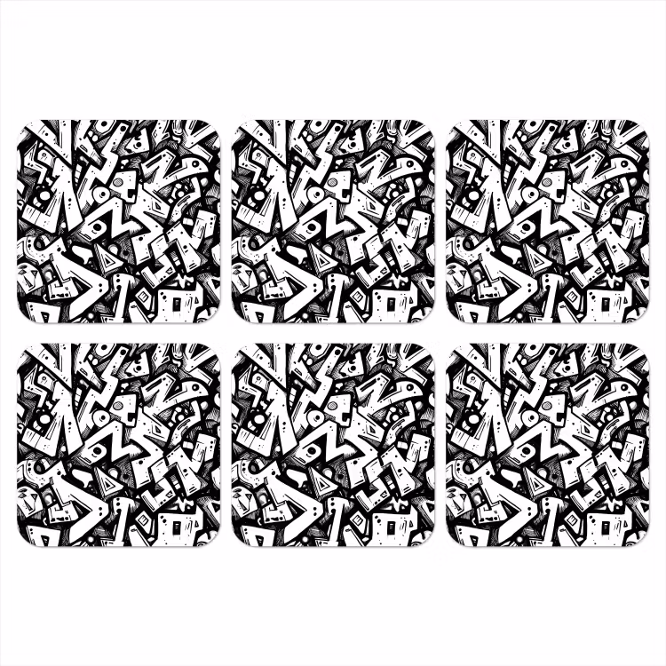 Onderzetter - Vormen - Letters - Graffiti - Zwart — 1