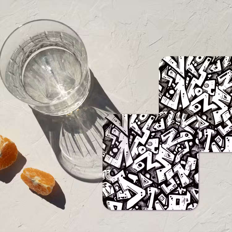 Onderzetter - Vormen - Letters - Graffiti - Zwart — 3