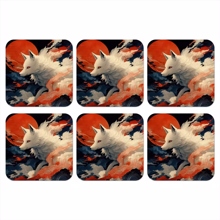 Onderzetter - Witte vos - wolken - maan — 1