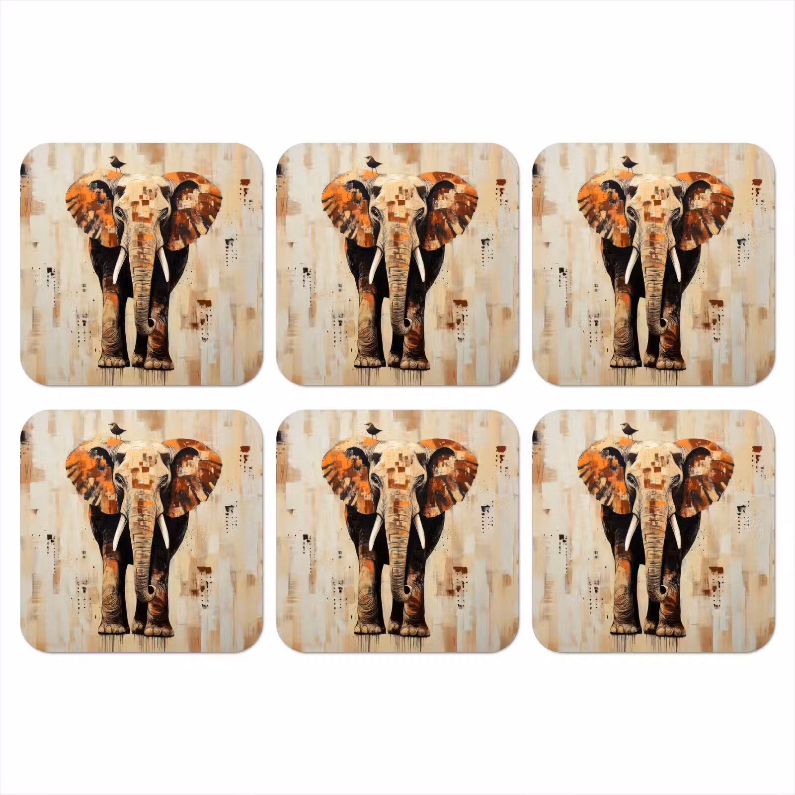 Onderzetter - Olifant - Slurf - Mozaïek - Abstract — 1