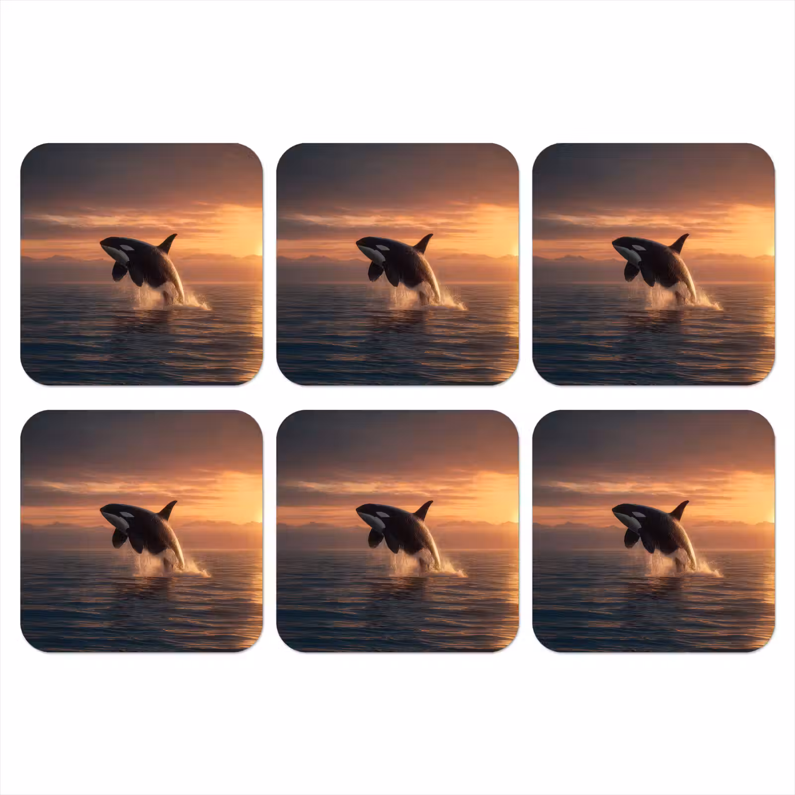 Onderzetter - Orka - Zee - Zonsondergang — 1