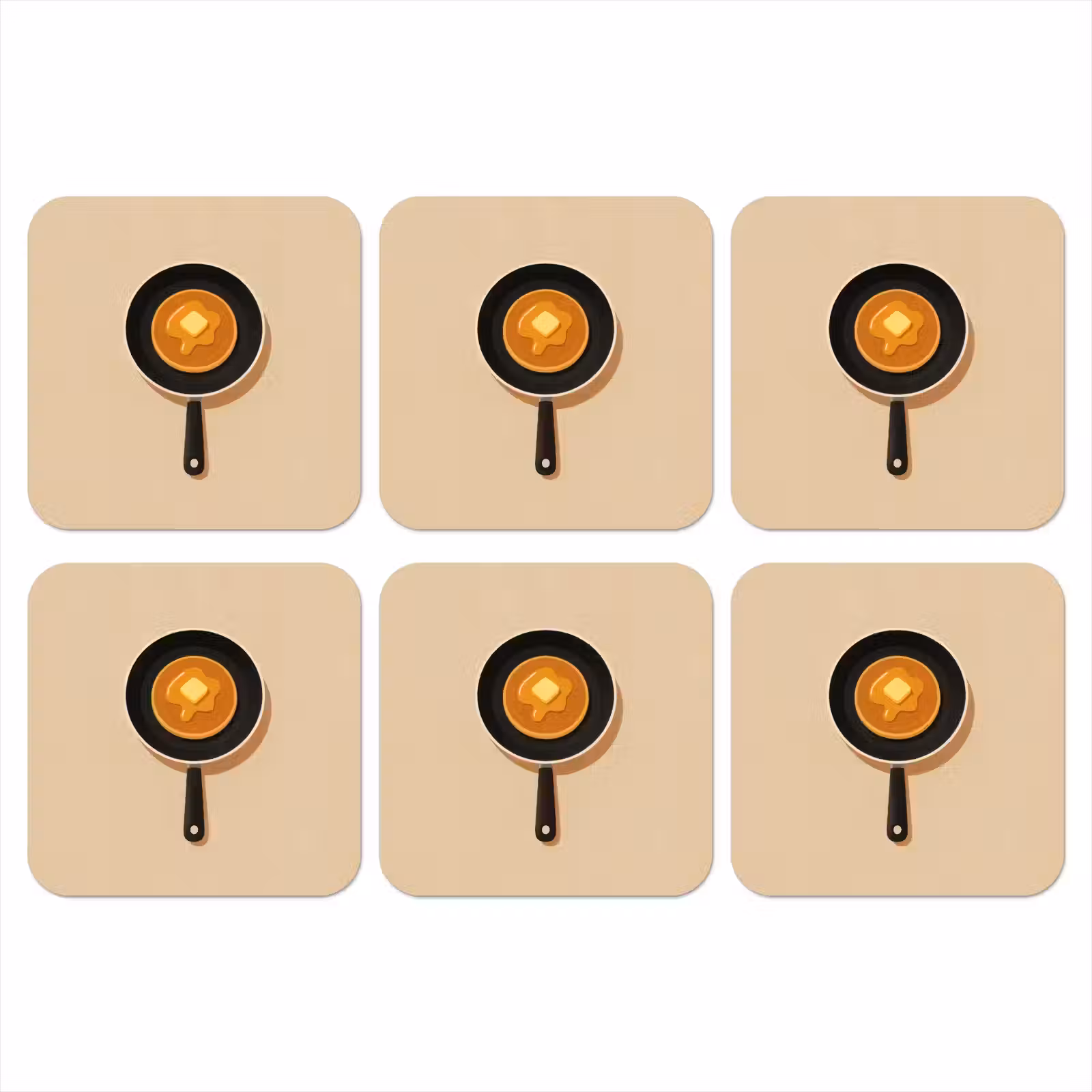 Onderzetter - Pannenkoek - Koekenpan - Boter - Minimalistisch — 1