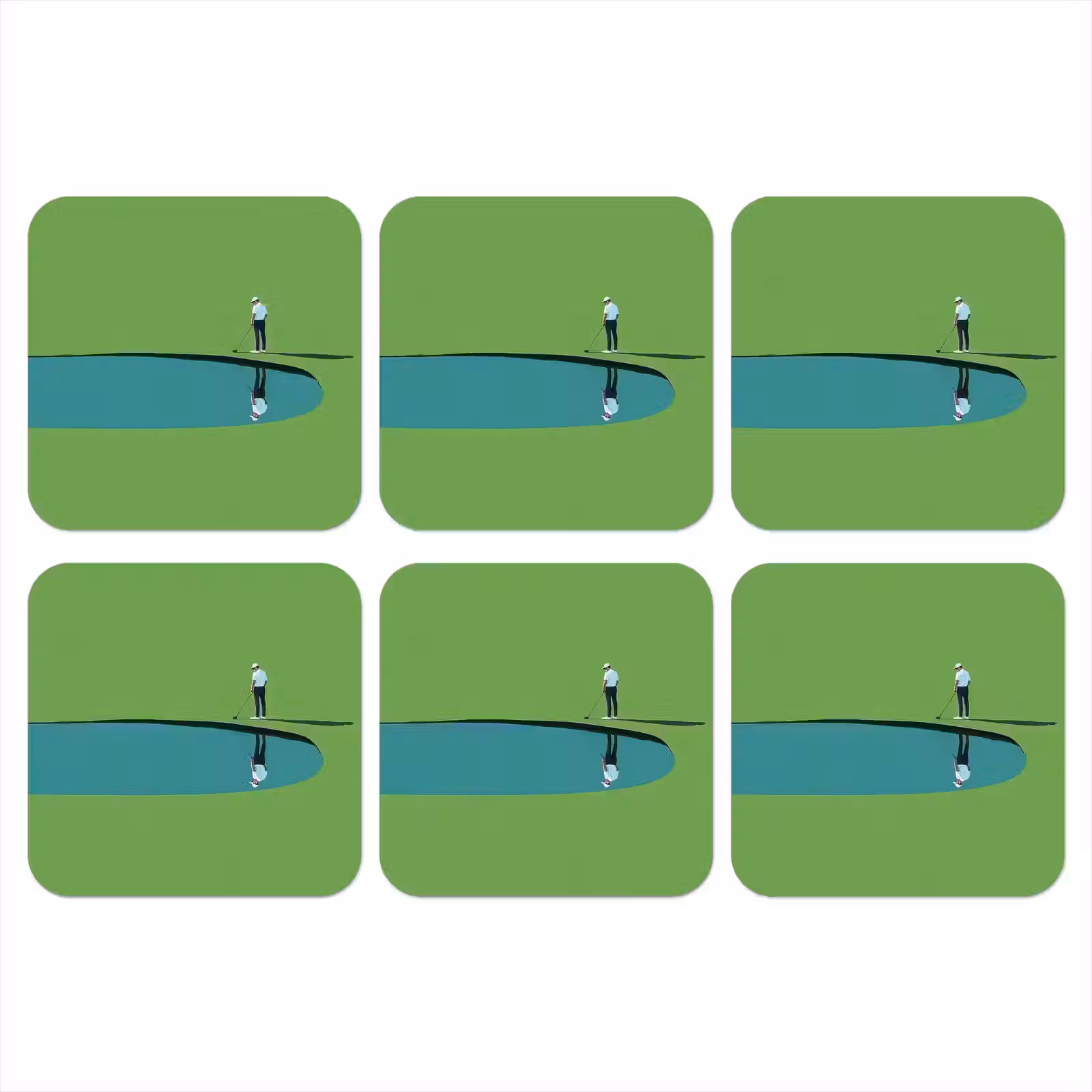 Onderzetter - Persoon - Golf - Water - Blauw — 1