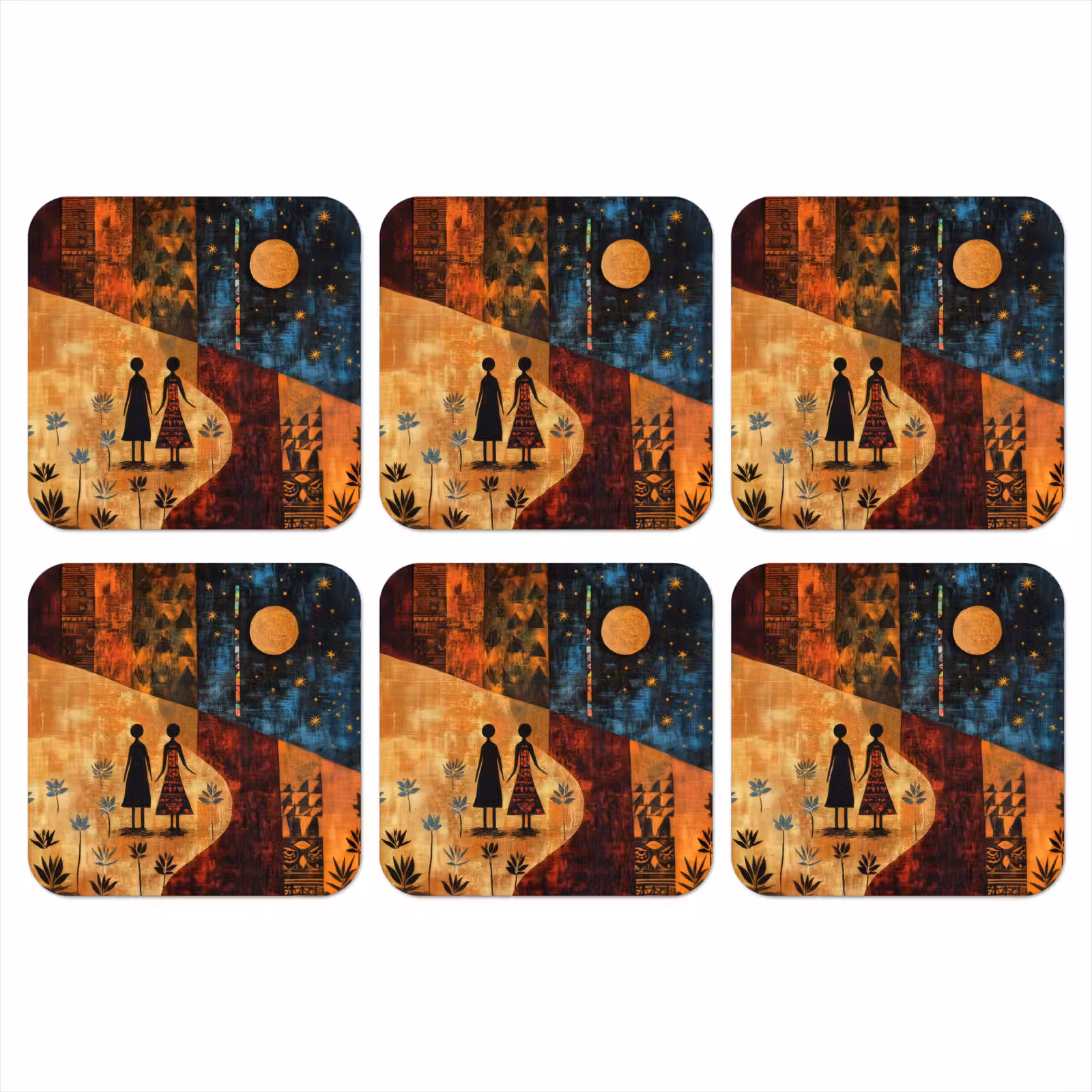 Onderzetter - Silhouetten - Abstract - Zon - Maan — 1