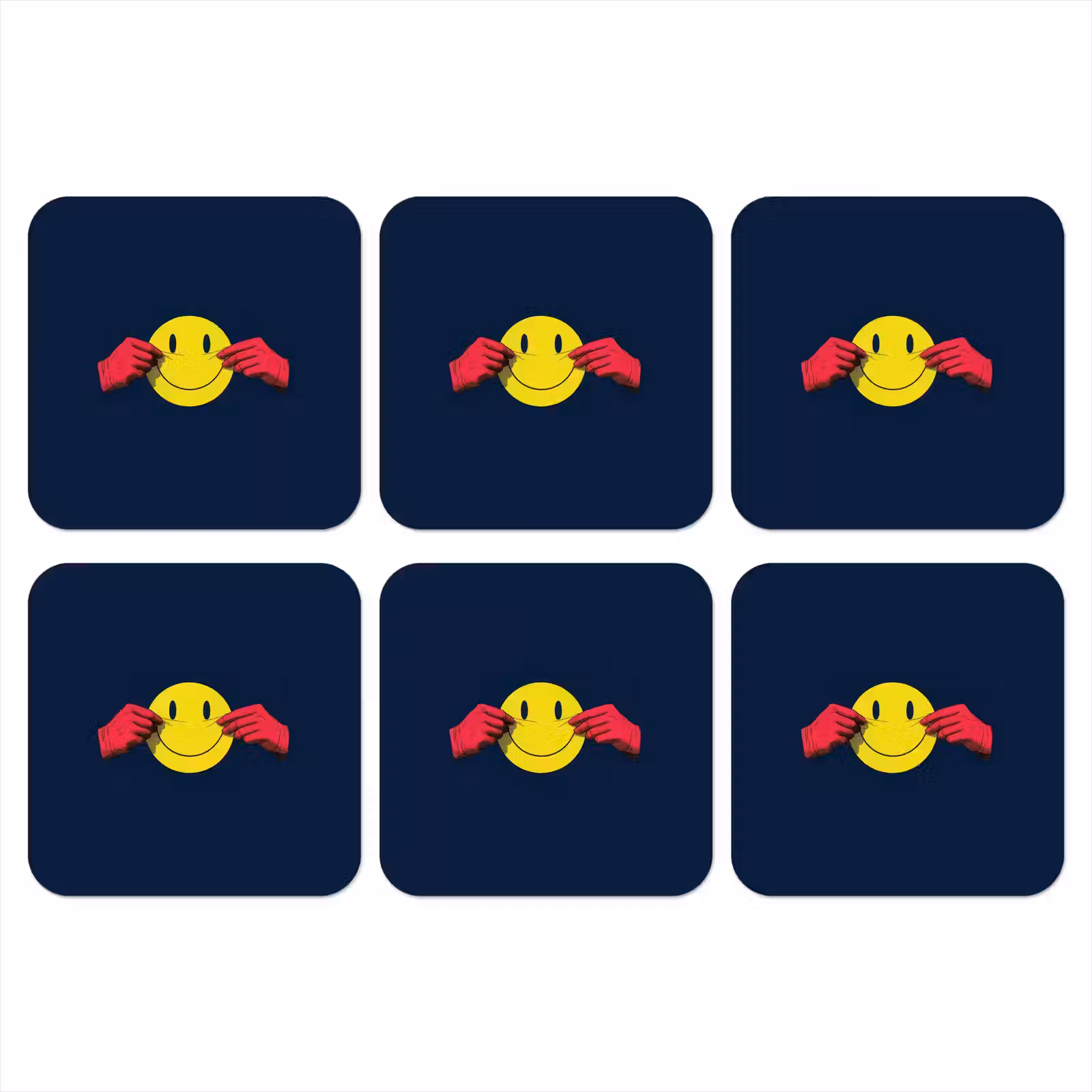 Onderzetter - Smiley - Geel - Handen - Minimalistisch — 1