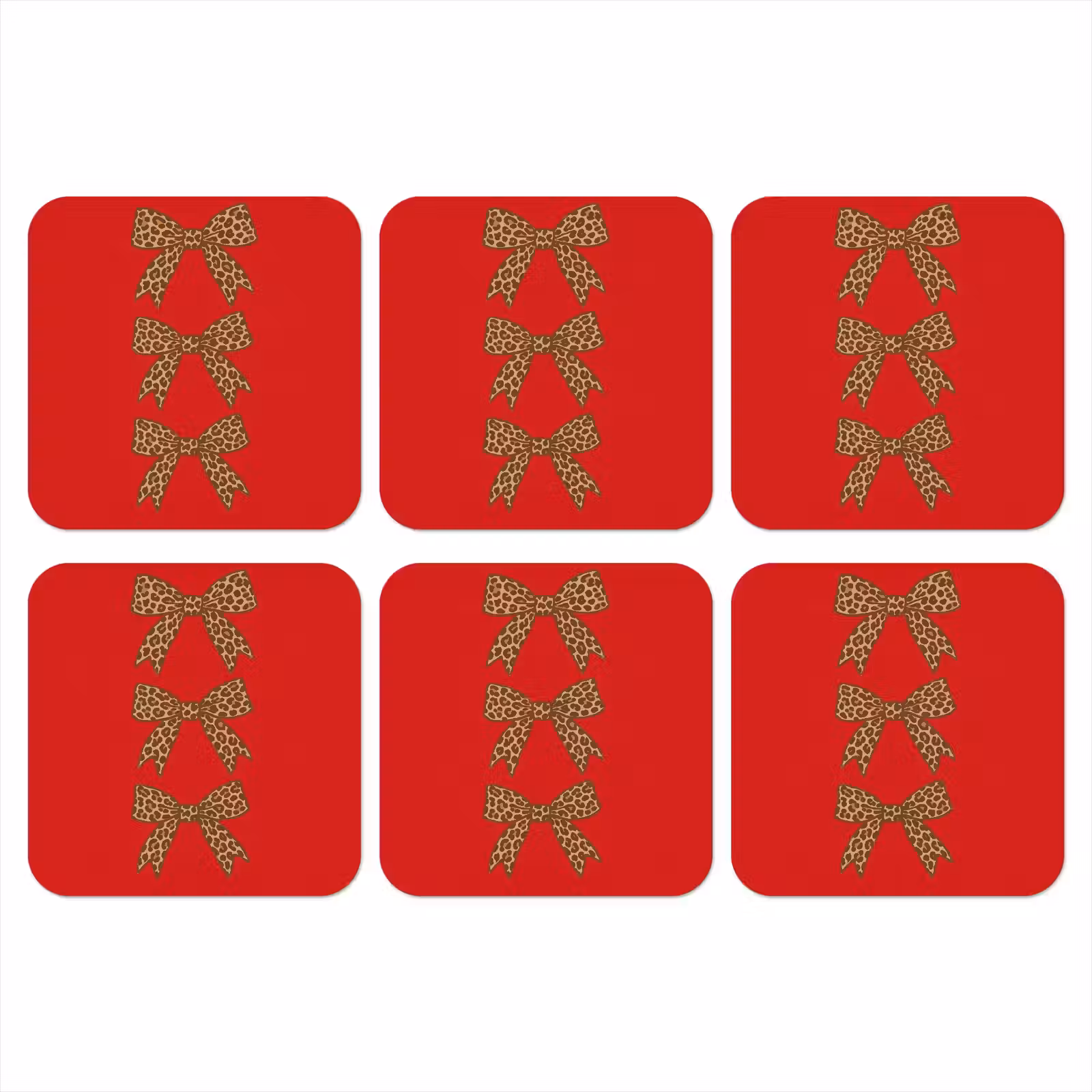 Onderzetter - Strikken - Panterprint - Rood — 1