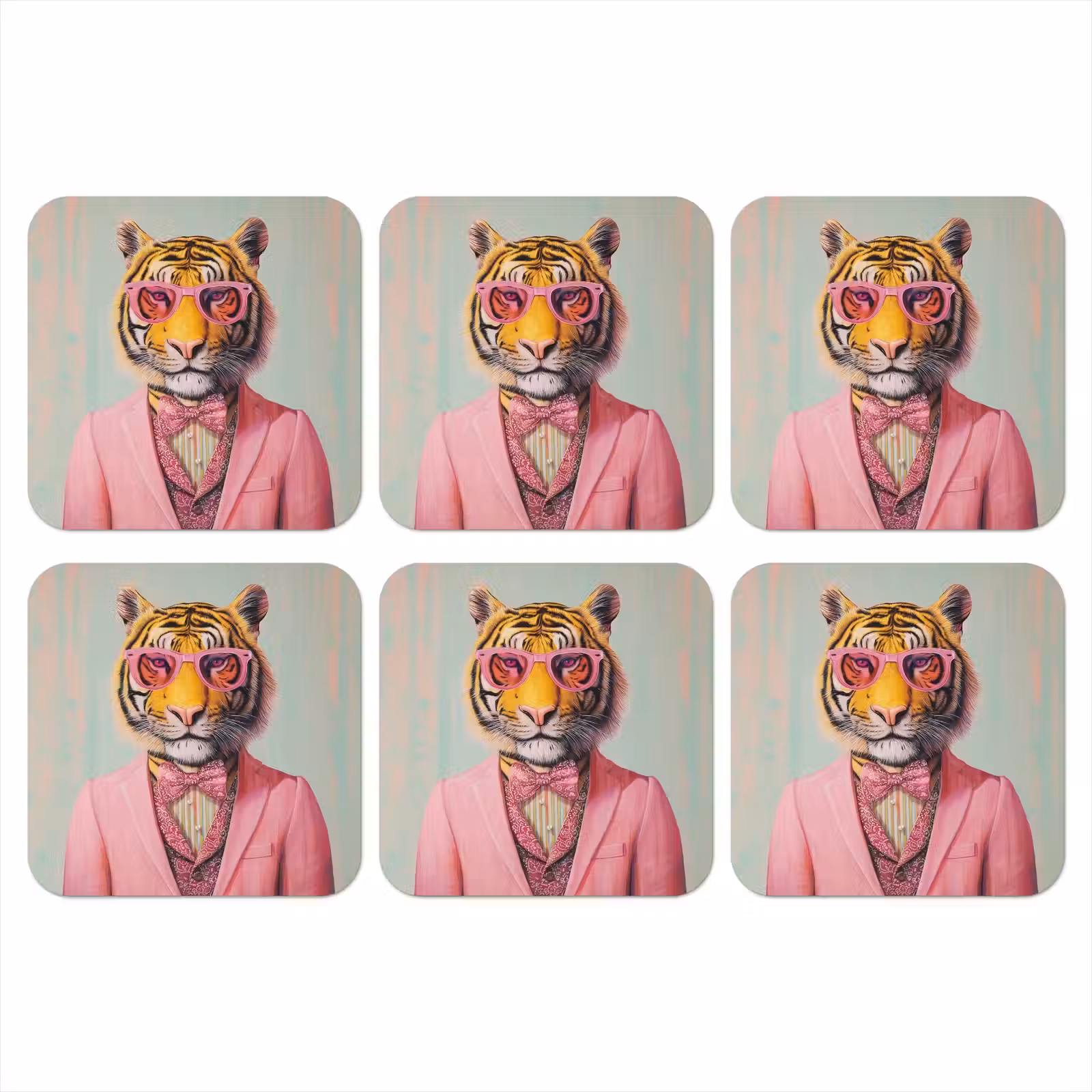 Onderzetter - Tijger - Strik - Jasje - Roze — 1