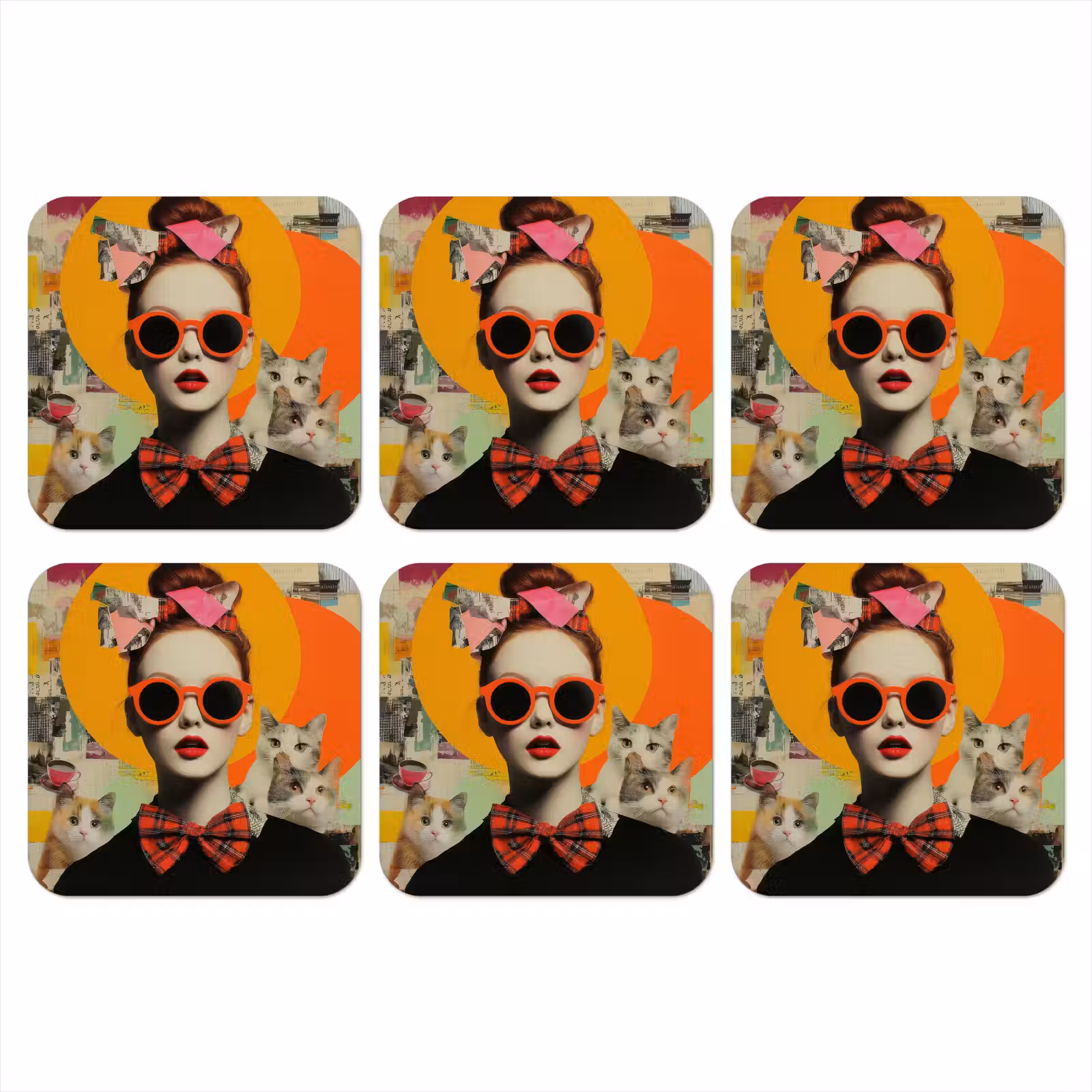 Onderzetter - Vrouw - Bril - Strik - Retro — 1