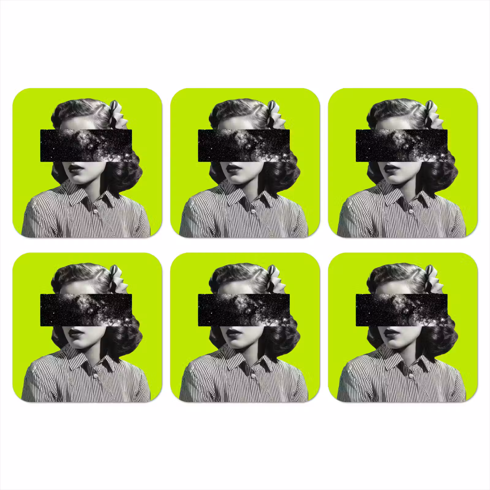 Onderzetter - Vrouw - Sterrenhemel - Groen — 1