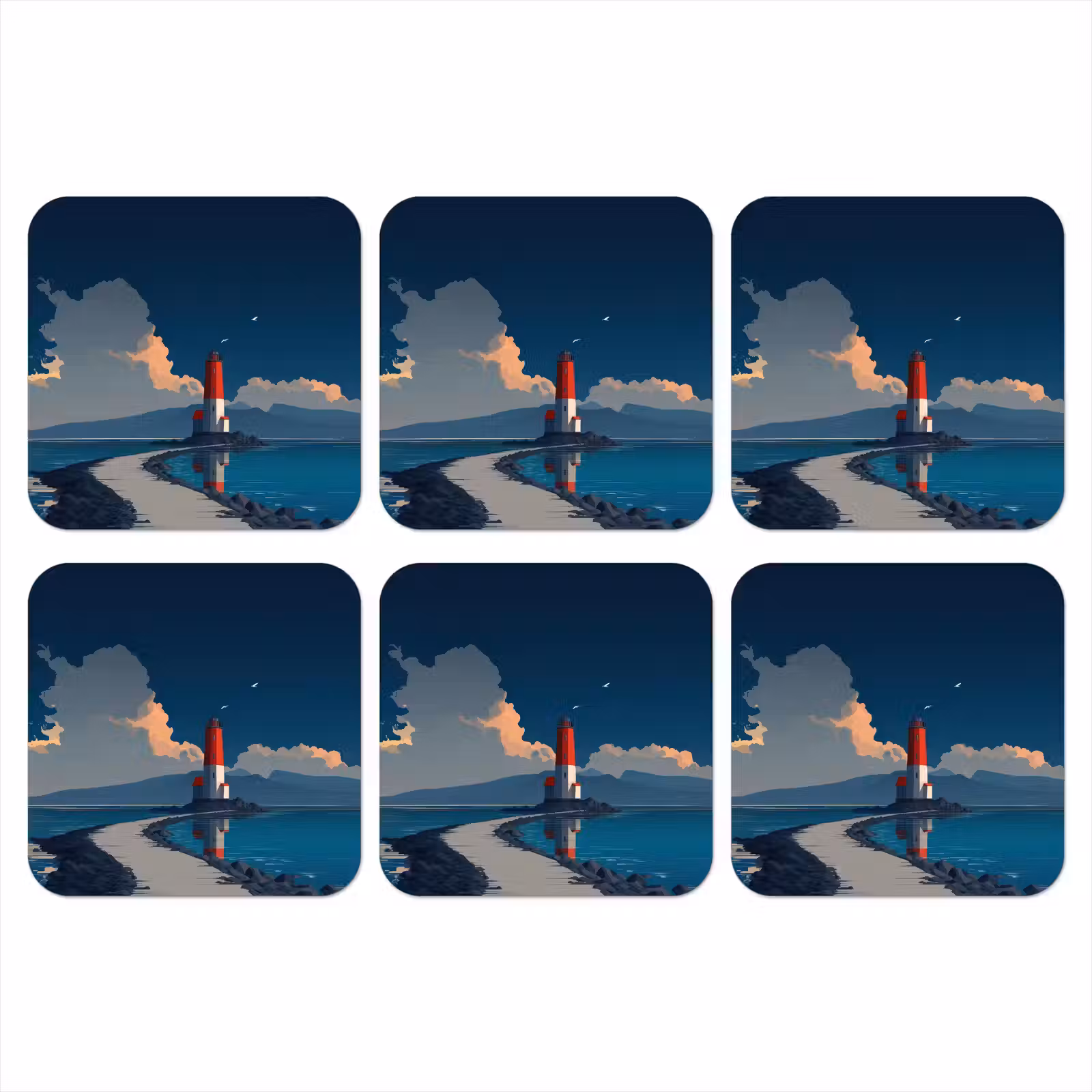 Onderzetter - Vuurtoren - Zee - Wolken — 1