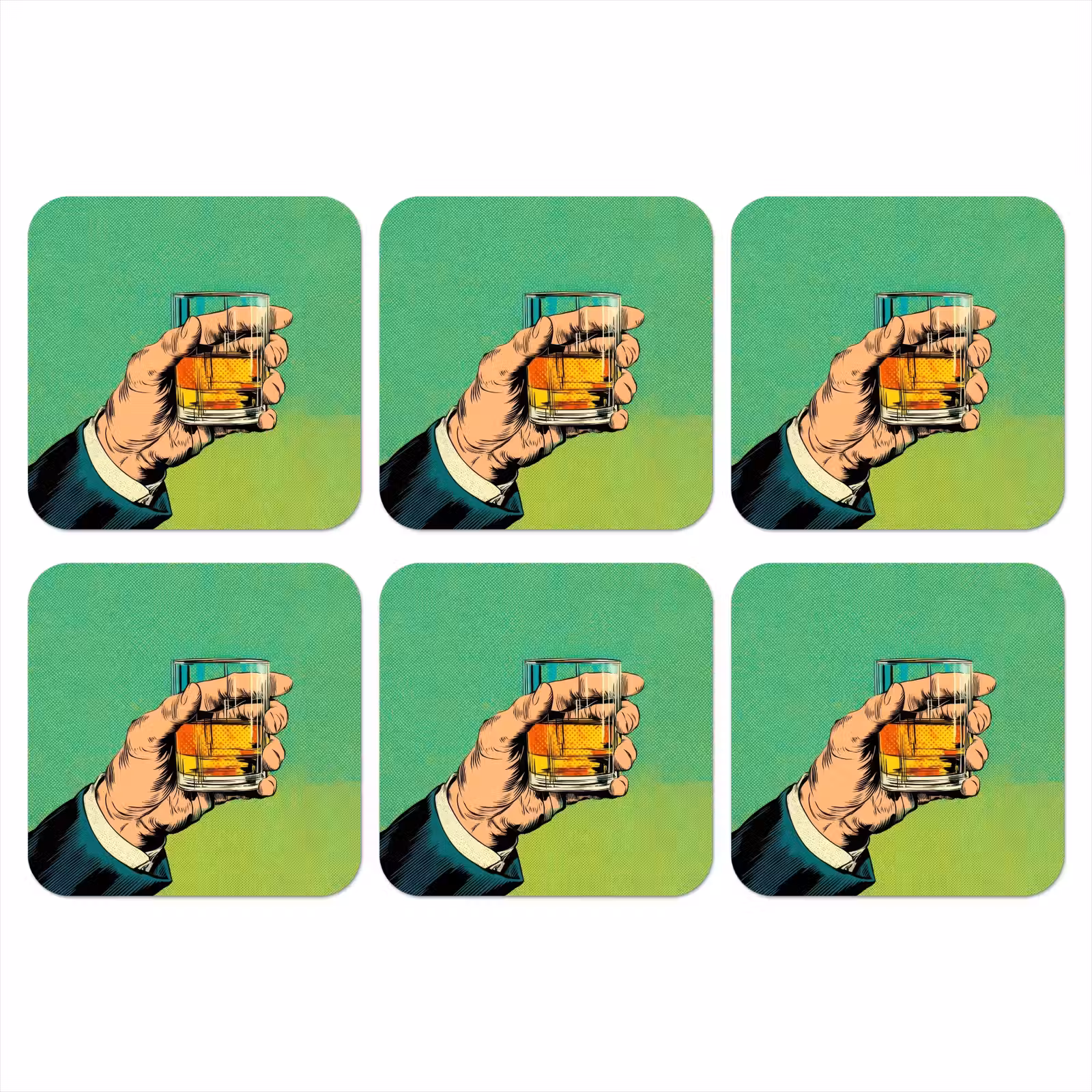 Onderzetter - Whisky - Glas - Hand - Groen — 1