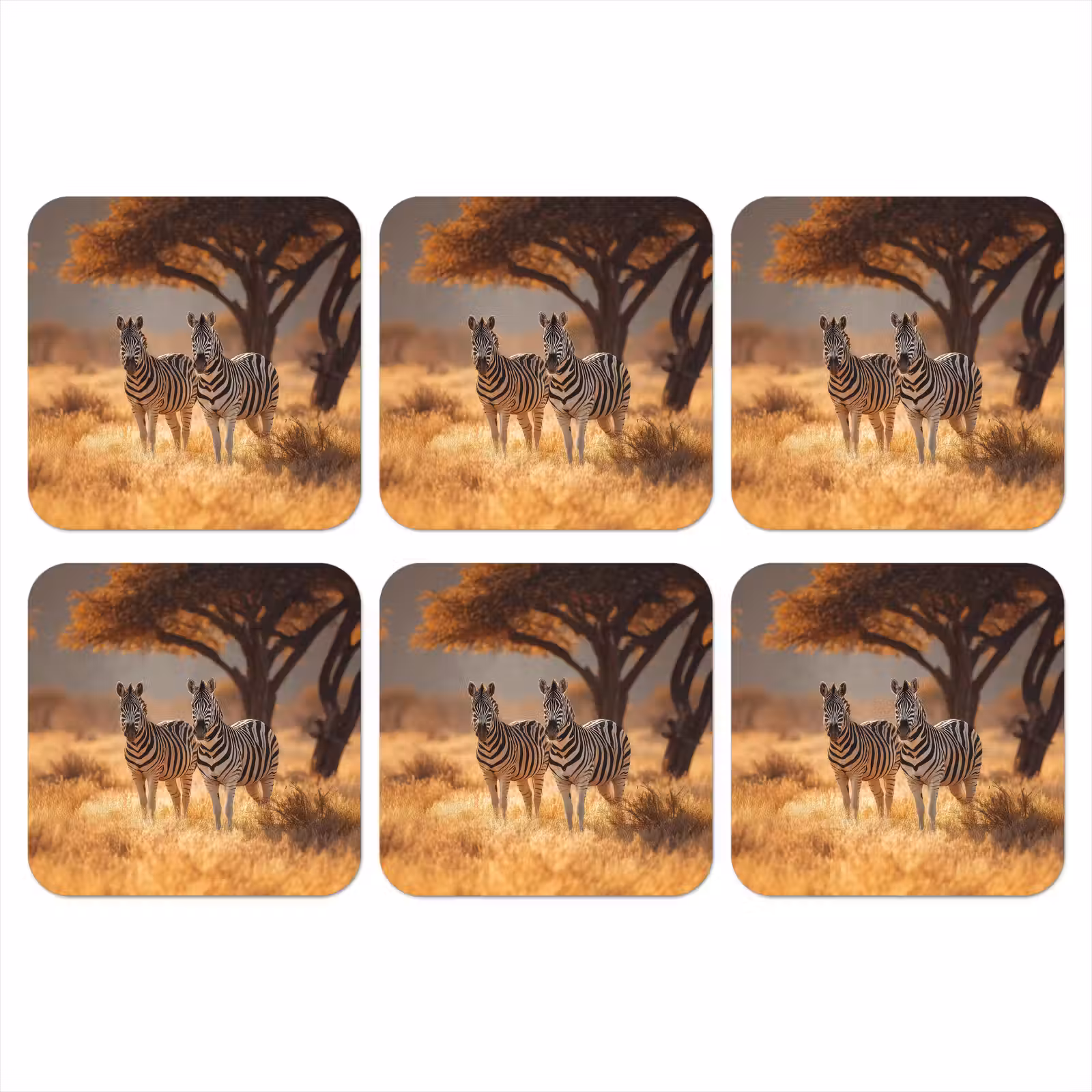 Onderzetter - Zebra's - Savannelandschap - Gras — 1