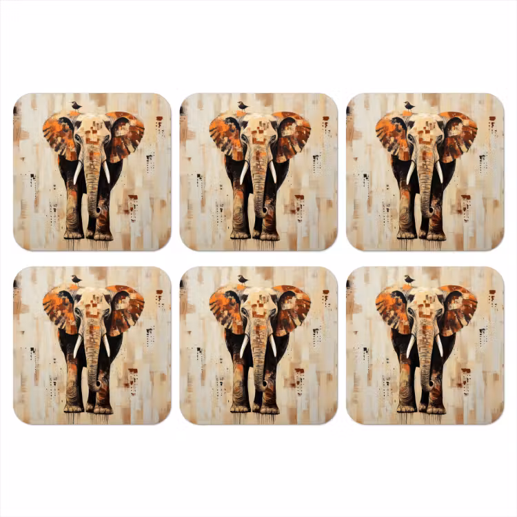 Onderzetter - Olifant - Slurf - Mozaïek - Abstract — 1