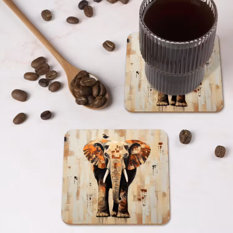 Onderzetter - Olifant - Slurf - Mozaïek - Abstract — 4