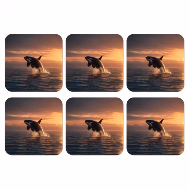 Onderzetter - Orka - Zee - Zonsondergang — 1