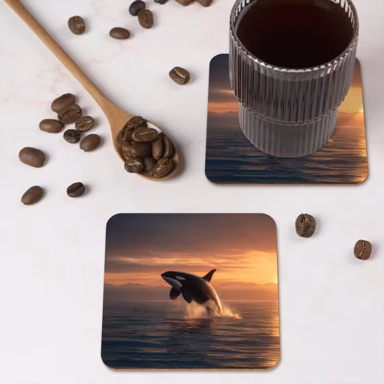 Onderzetter - Orka - Zee - Zonsondergang — 4