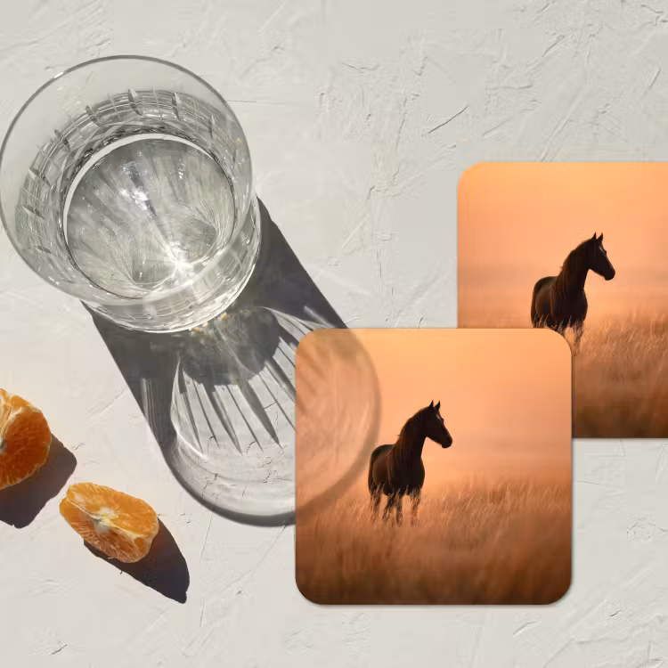 Onderzetter - Paard - Grasveld - Zonsondergang — 3