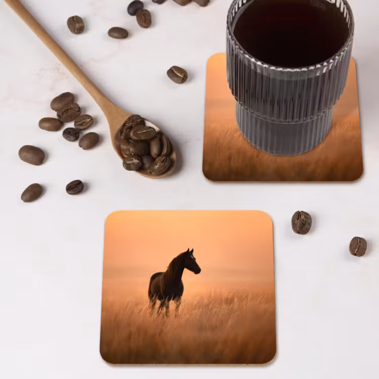 Onderzetter - Paard - Grasveld - Zonsondergang — 4