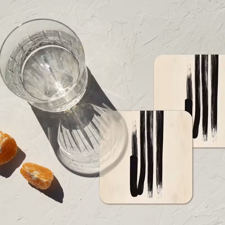 Onderzetter - Penseelstreken - Verticaal - Zwart — 3