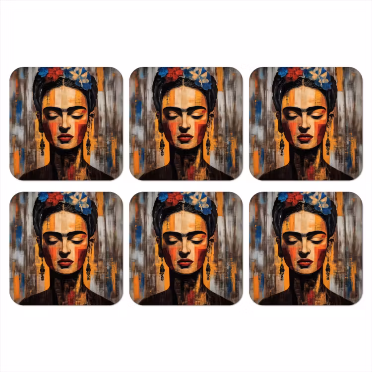 Onderzetter - Portret - Vrouw - Bloemen — 1