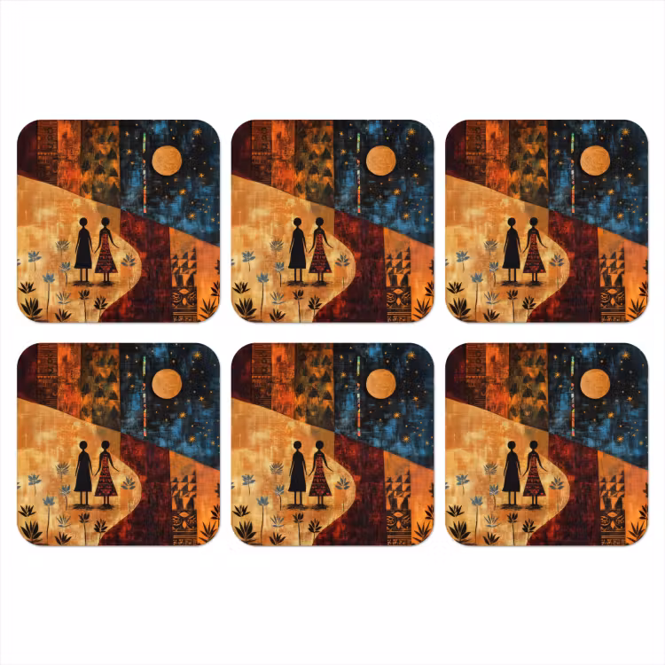 Onderzetter - Silhouetten - Abstract - Zon - Maan — 1