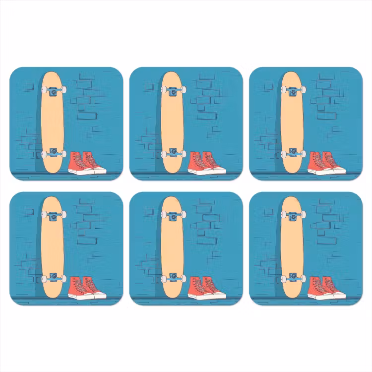 Onderzetter - Skateboard - Gympen - Rood - Minimalistisch — 1