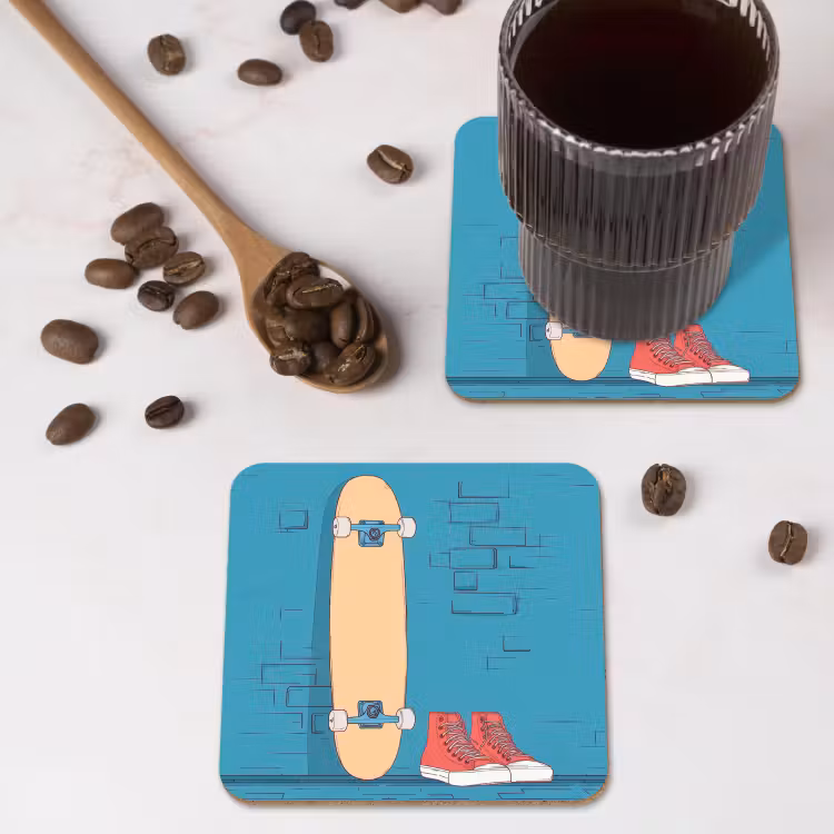 Onderzetter - Skateboard - Gympen - Rood - Minimalistisch — 4