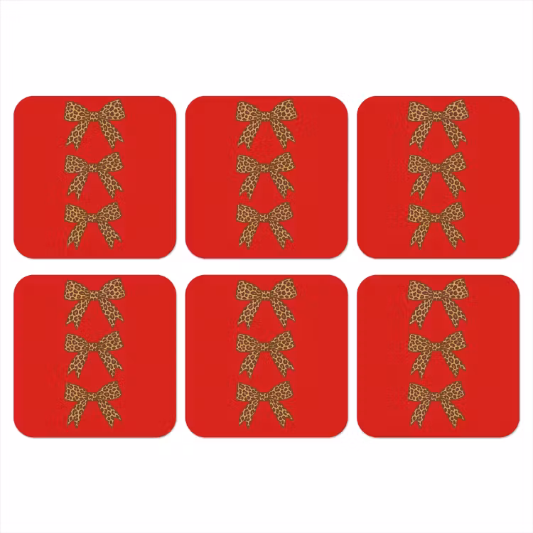 Onderzetter - Strikken - Panterprint - Rood — 1