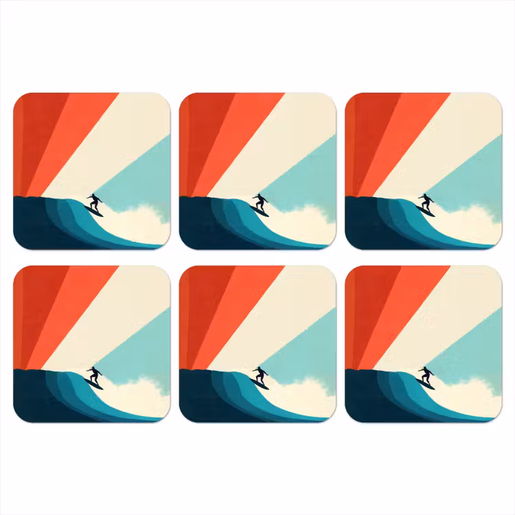 Onderzetter - Surfer - Abstract - Golven - Zonnestralen — 1