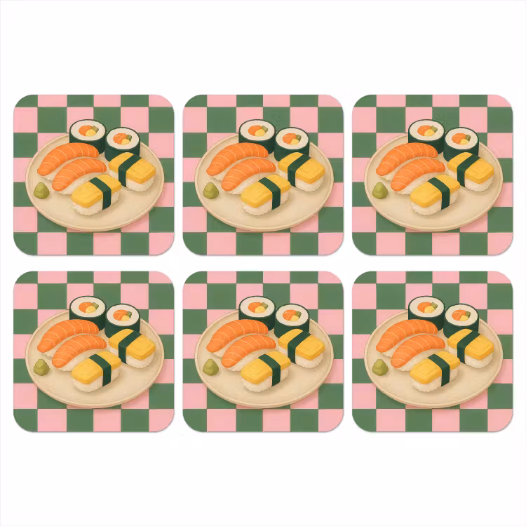 Onderzetter - Sushi - Bord - Geblokt - Groen — 1