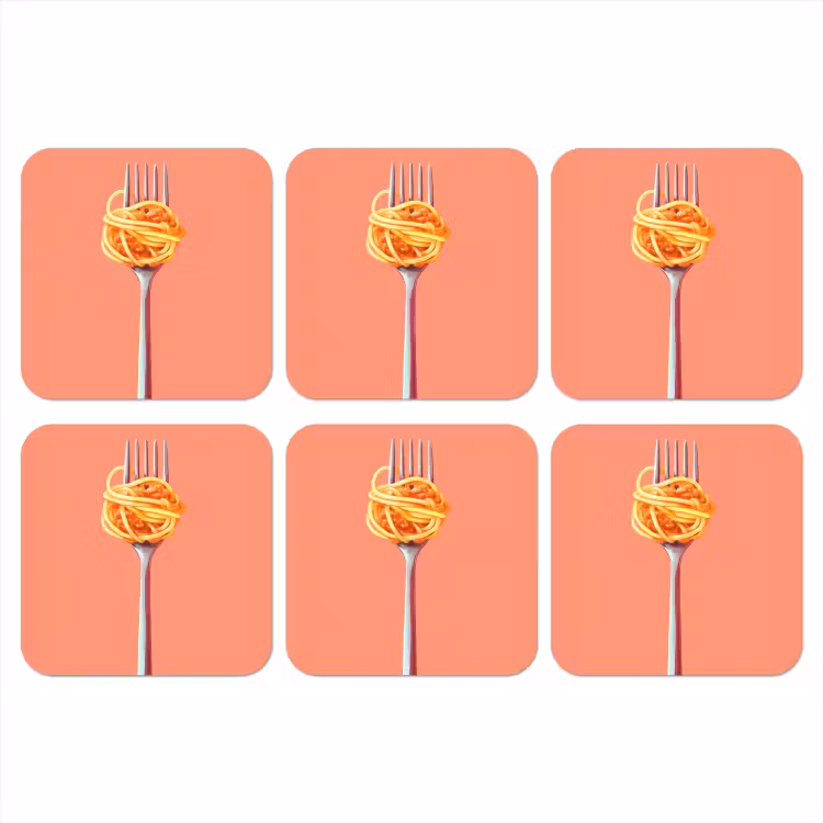 Onderzetter - Vork - Spaghetti - Artistiek - Roze — 1