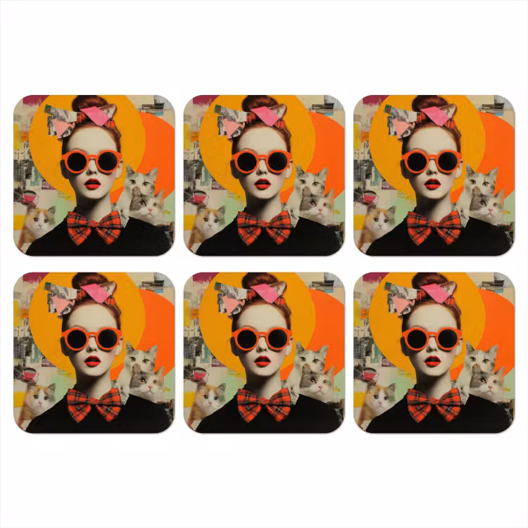 Onderzetter - Vrouw - Bril - Strik - Retro — 1
