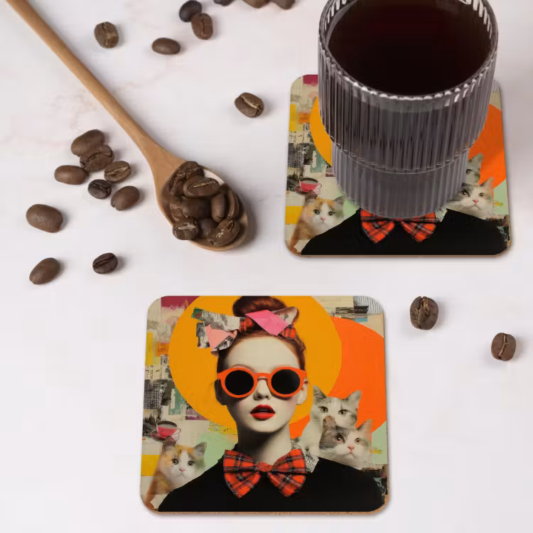 Onderzetter - Vrouw - Bril - Strik - Retro — 4