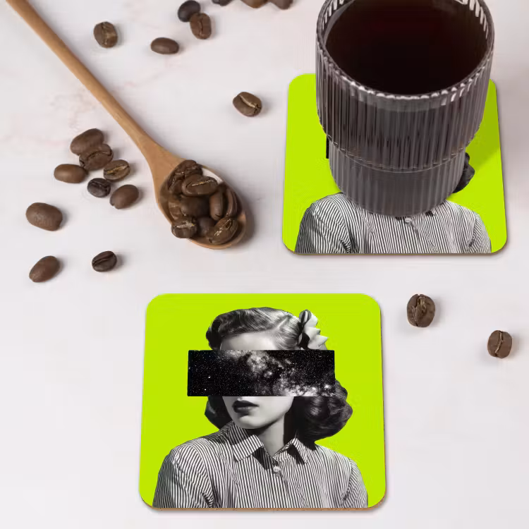 Onderzetter - Vrouw - Sterrenhemel - Groen — 4
