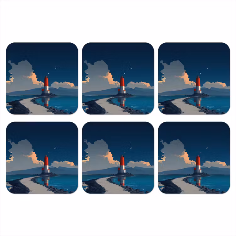 Onderzetter - Vuurtoren - Zee - Wolken — 1