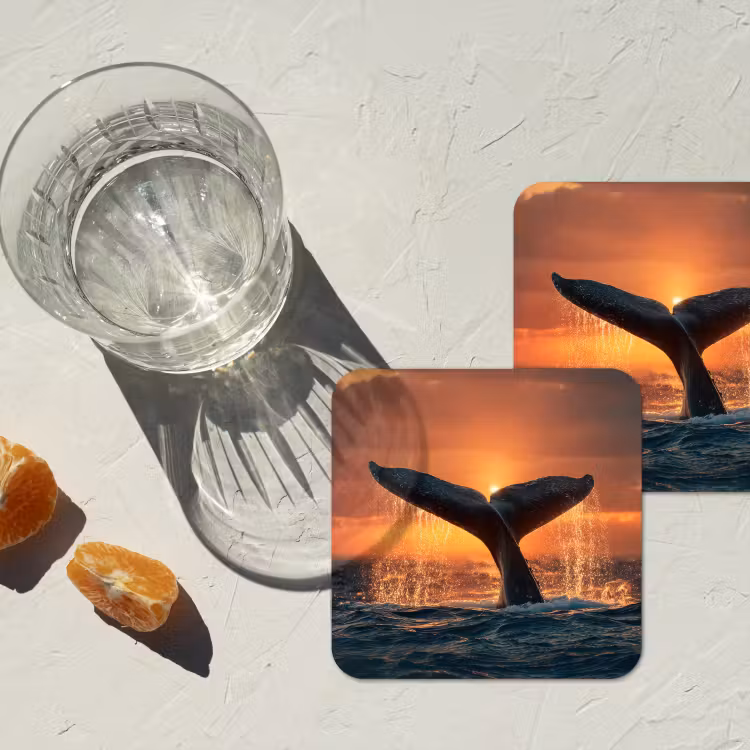 Onderzetter - Walvis staart - Water - Zonsondergang — 3