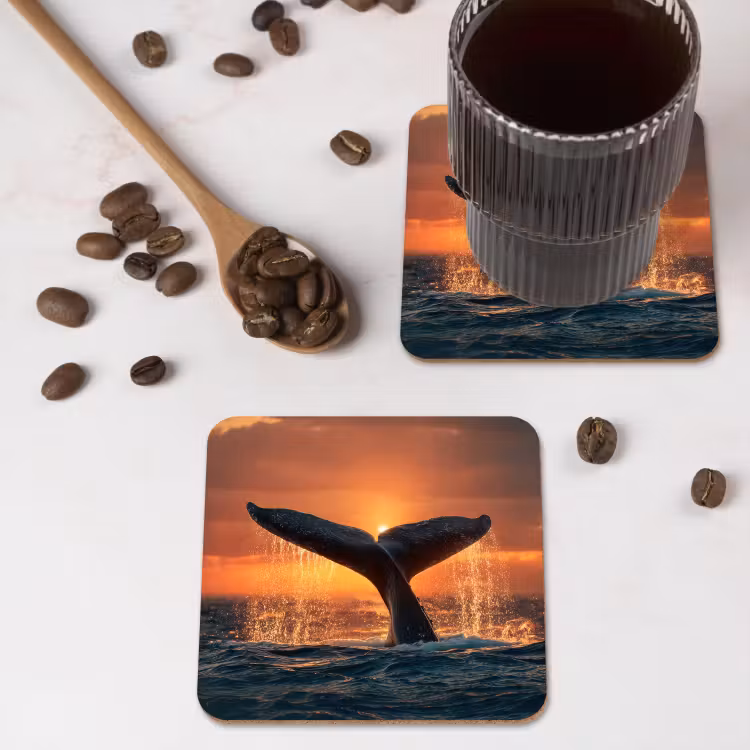 Onderzetter - Walvis staart - Water - Zonsondergang — 4