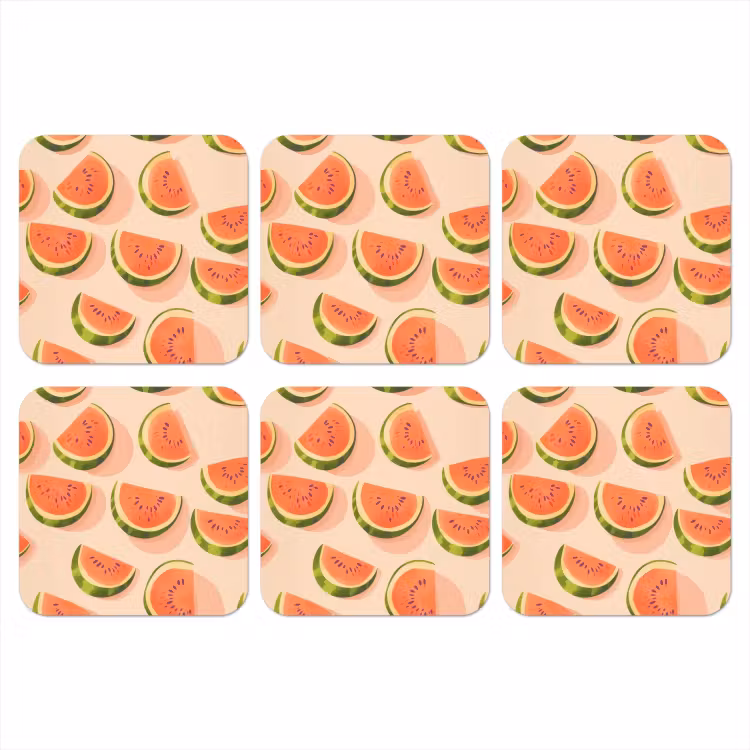 Onderzetter - Watermeloen - Schijfjes - Pitten - Rood — 1