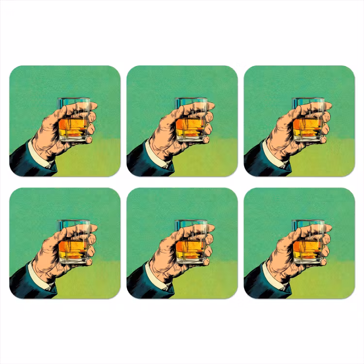 Onderzetter - Whisky - Glas - Hand - Groen — 1