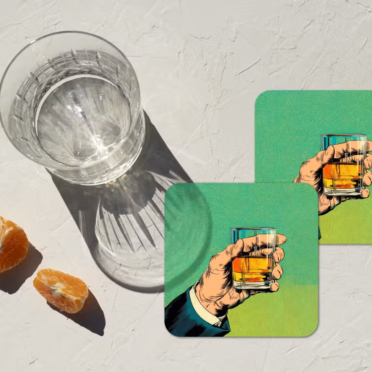 Onderzetter - Whisky - Glas - Hand - Groen — 3