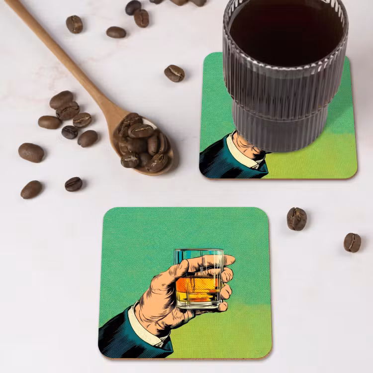 Onderzetter - Whisky - Glas - Hand - Groen — 4