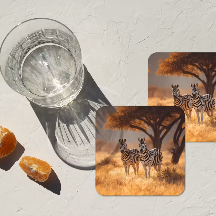 Onderzetter - Zebra's - Savannelandschap - Gras — 3