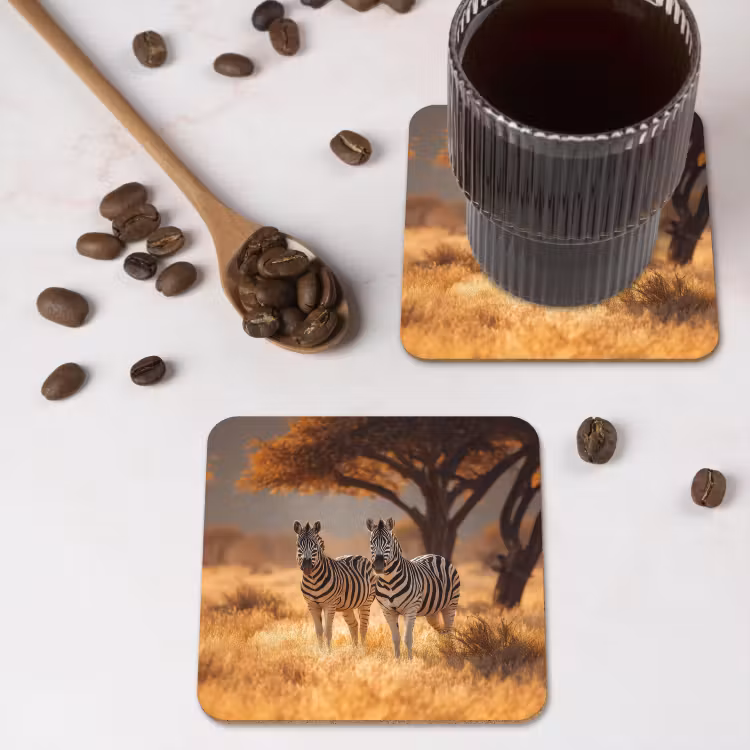 Onderzetter - Zebra's - Savannelandschap - Gras — 4
