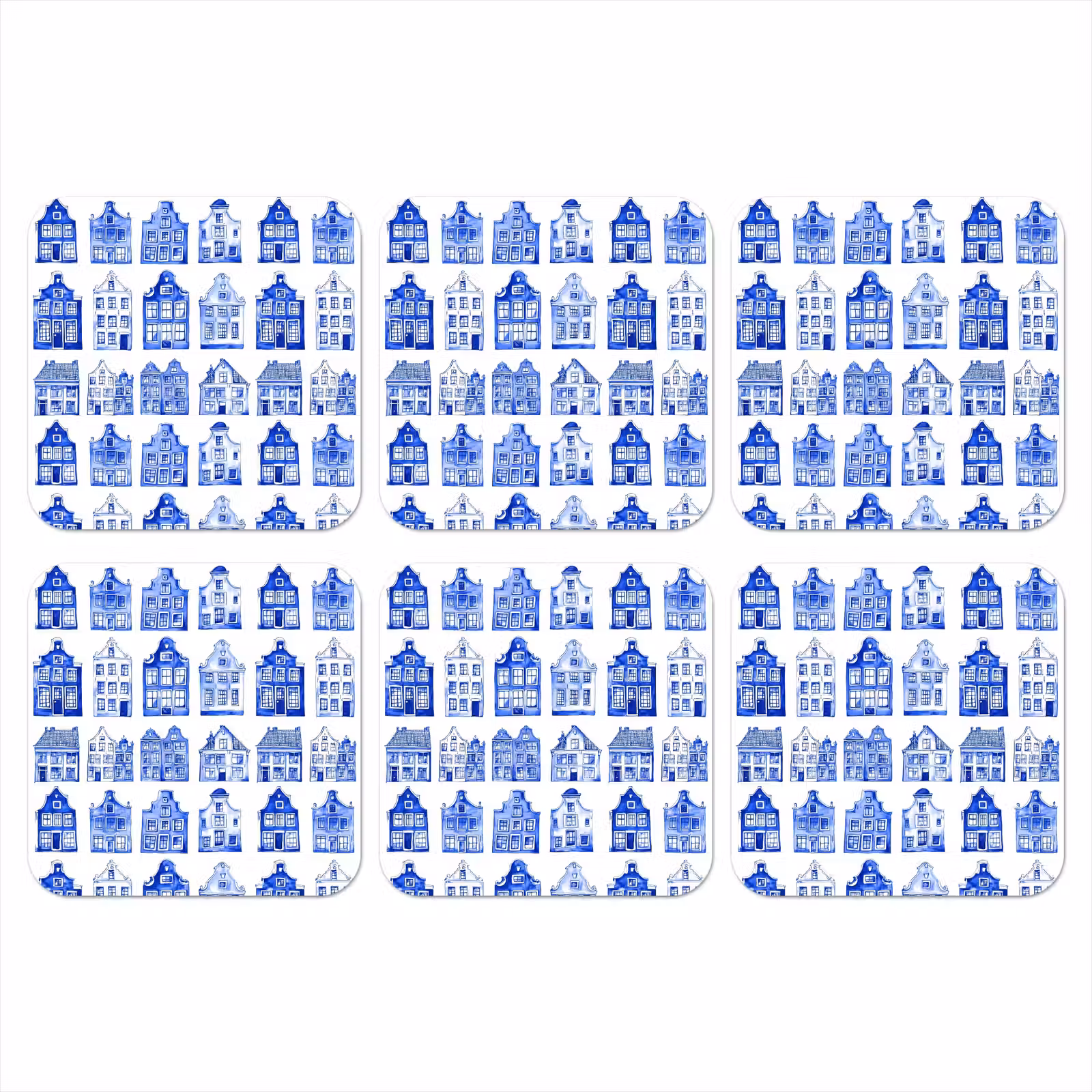 Onderzetter - Patroon - Huizen - Blauw — 1