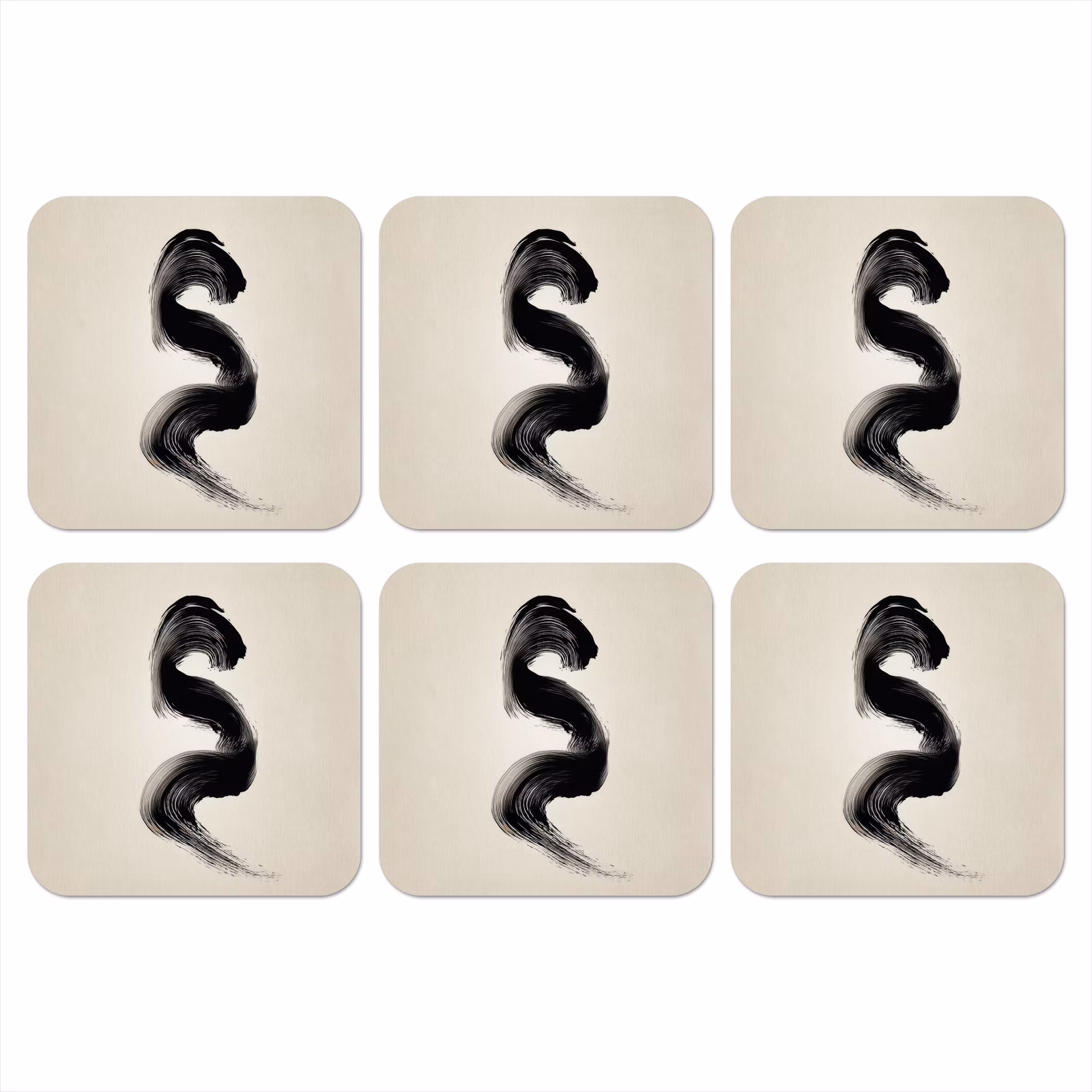 Onderzetter - Penseelstreek - Zwart - Minimalistisch — 1