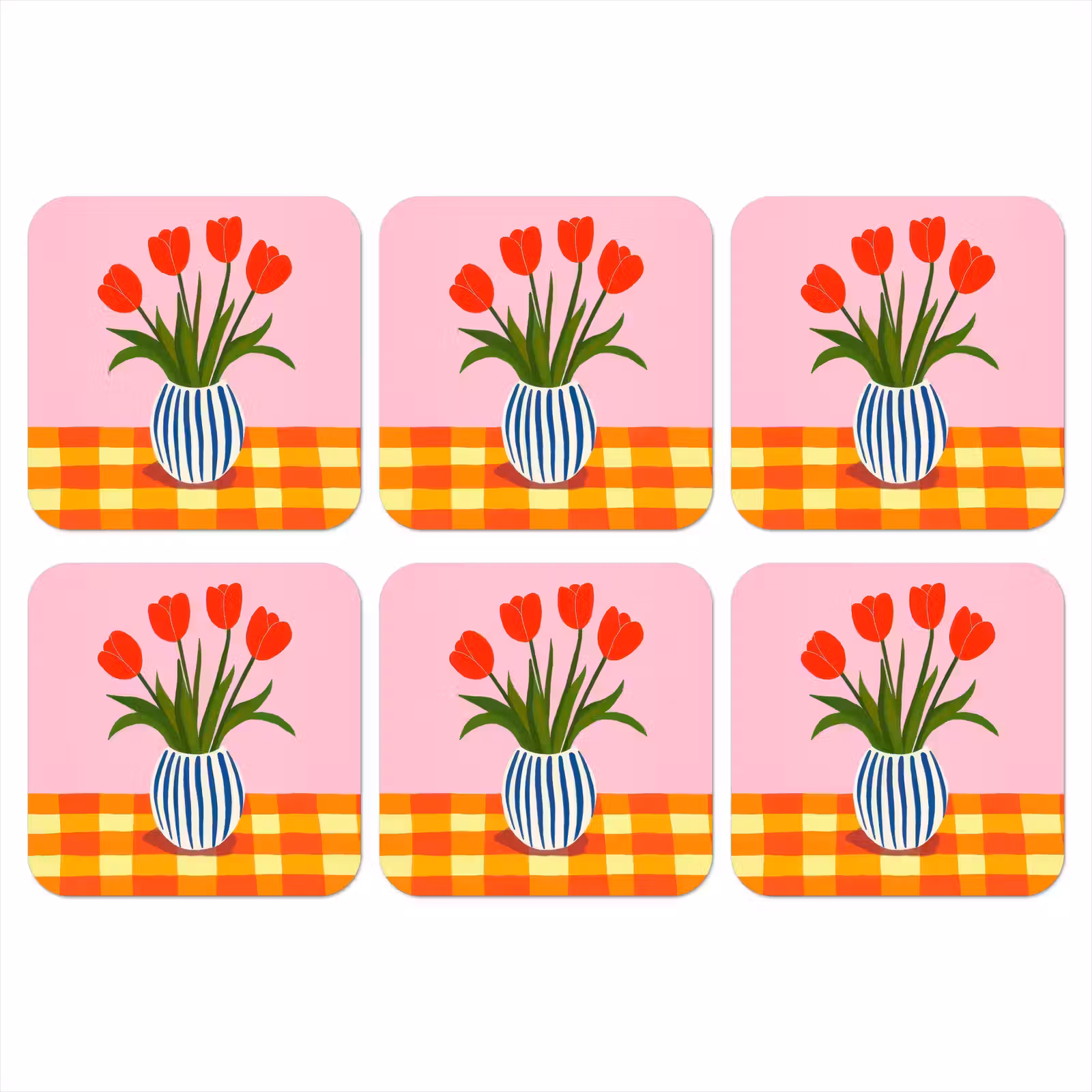 Onderzetter - Tulpen - Roze - Vaas — 1