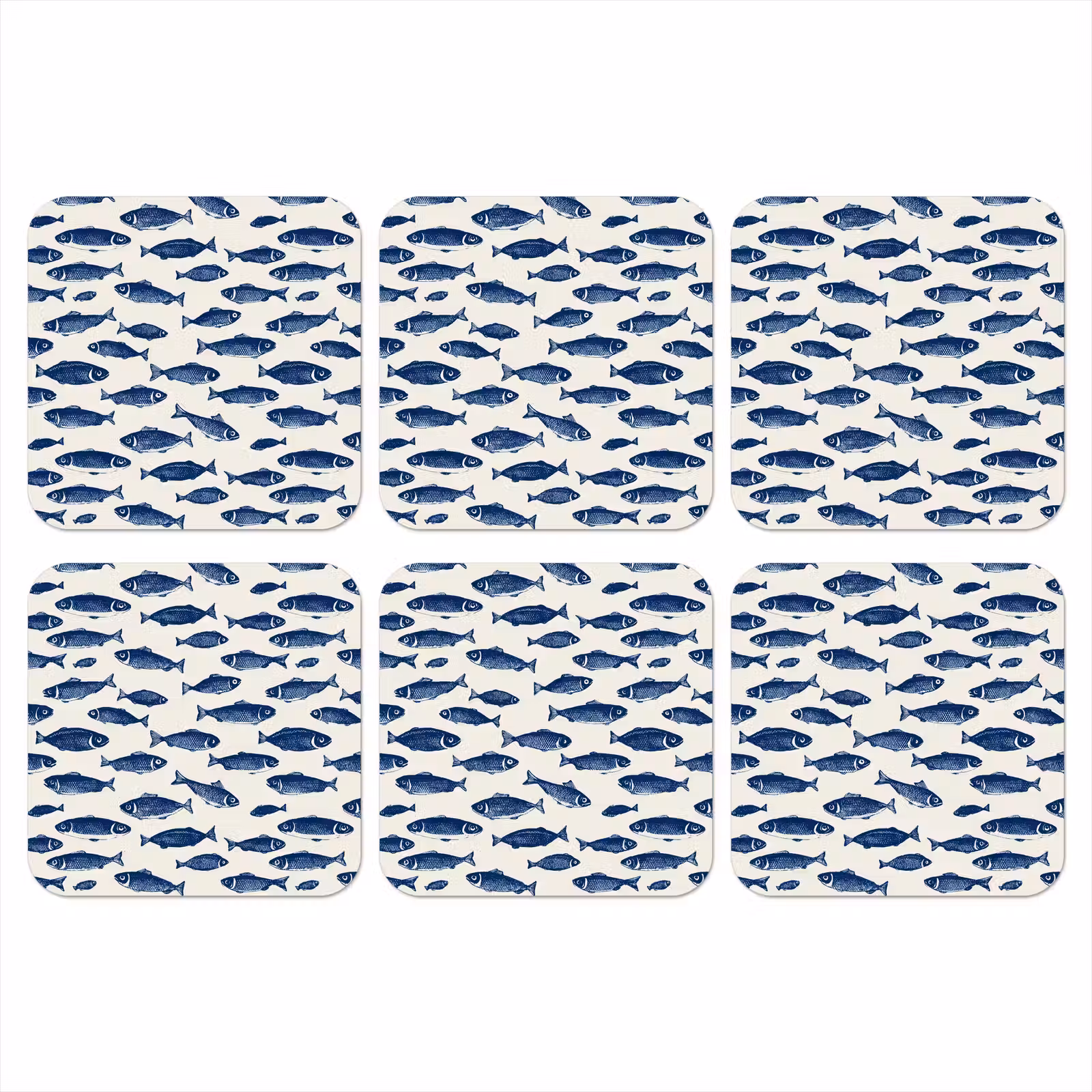 Onderzetter - Vissen - Patroon - Blauw - Wit — 1