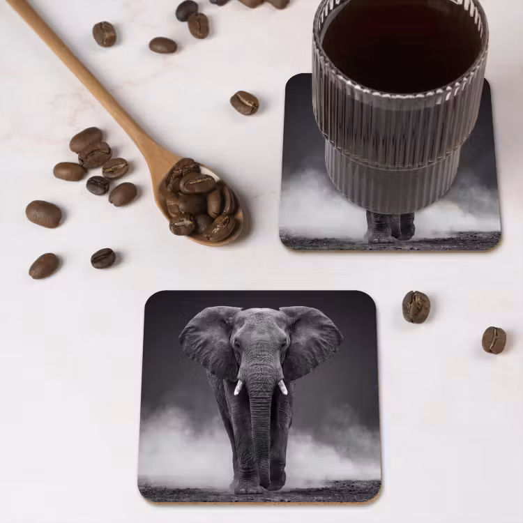 Onderzetter - Olifant - Zwart - Wit - Rook — 4