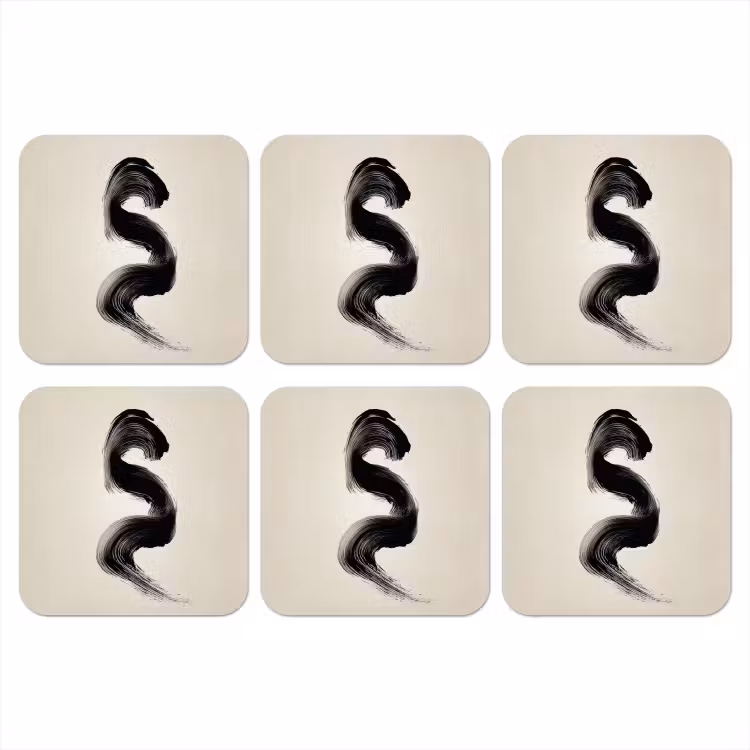 Onderzetter - Penseelstreek - Zwart - Minimalistisch — 1
