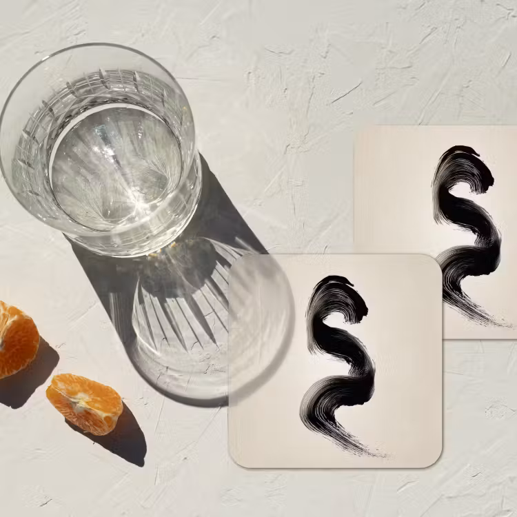 Onderzetter - Penseelstreek - Zwart - Minimalistisch — 3